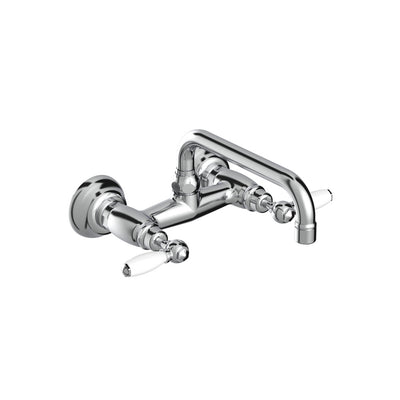 Italica 1882 Exposed Wall Mounted Utility & Kitchen Faucet with High Swinging Spout and Lever Handles 3245