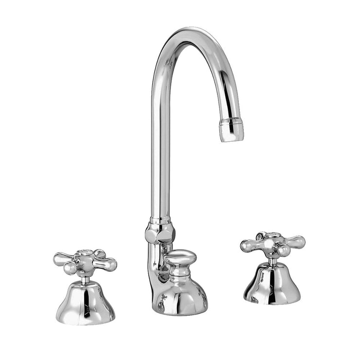 Roma Three Hole Widespread Faucet With Tall Offset Gooseneck 3226