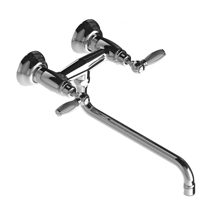 Italica 1882 Exposed Wall Mounted Utility & Kitchen Faucet with Low Swinging Spout and Lever Handles 3243