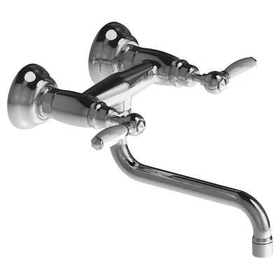 Italica 1882 Exposed Wall Mounted Utility & Kitchen Faucet with Low Swinging Spout and Lever Handles 3243