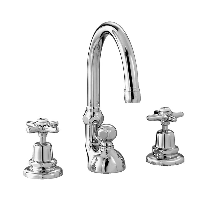 Italica Three Hole Widespread Faucet With Offset Gooseneck 3225