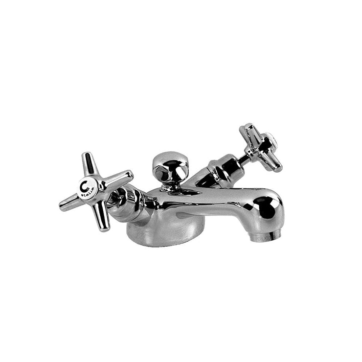 Italica Single Hole Low Profile Faucet and Propeller Handles with Pop Up Drain 3219