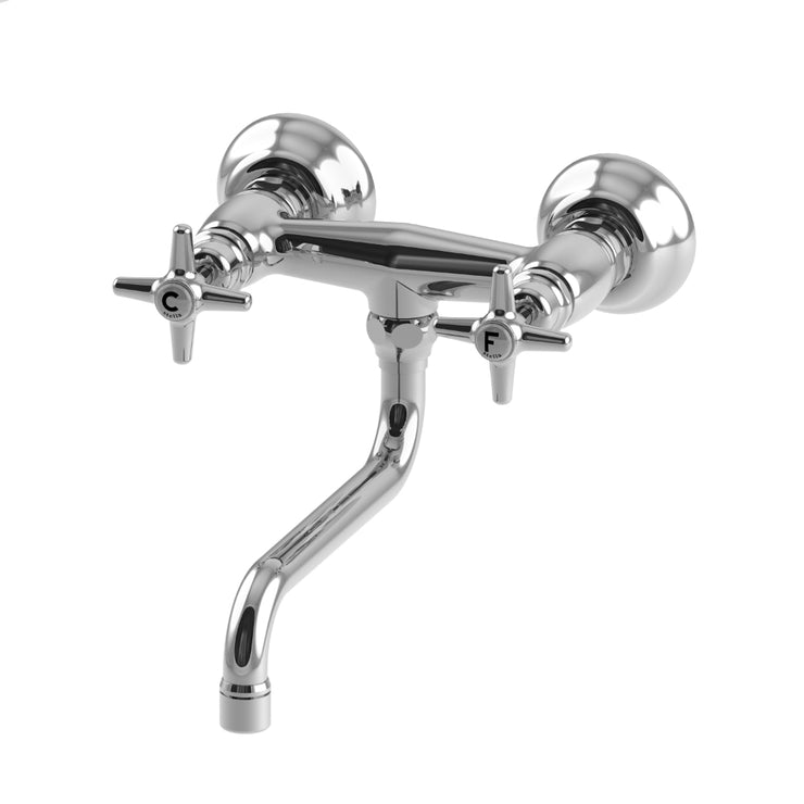 Italica 1882 Exposed Wall Mounted Utility & Kitchen Faucet with Low Swinging Spout 3243