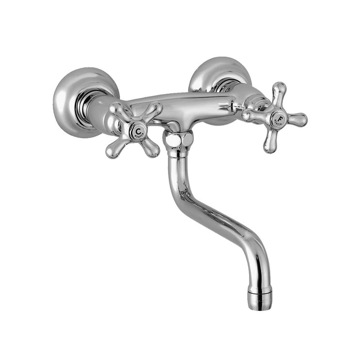 Roma 1882 Exposed Wall Mounted Utility & Kitchen Faucet with Low Swinging Spout 3243