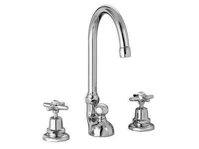 Italica Three Hole Widespread Faucet With Tall Offset Gooseneck 3226